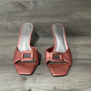 Worthington Pearlized Coral Open Hole Wedge Sandal W/Rectangular Accent/Sz 8
